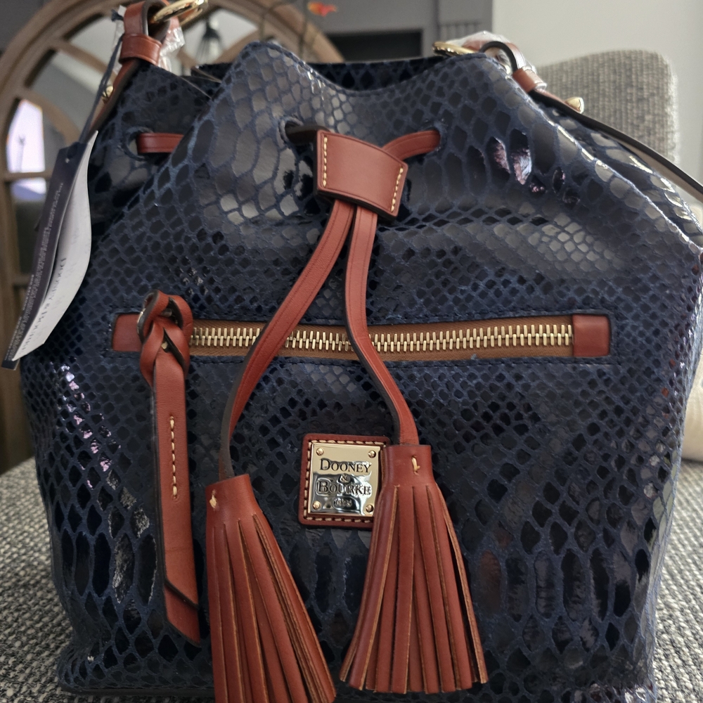 Dooney & Bourke Blue and Brown Women's Bag Small Logan Tote BSO296BU